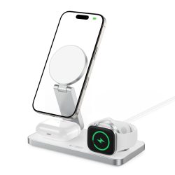 Ασύρματος Φορτιστής Tech-Protect QI15W-A47 3IN1 Magnetic Magsafe Wireless Charger - White