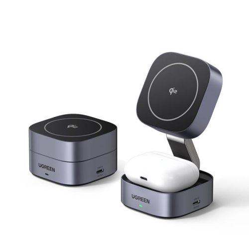 UGREEN W702 QI2 2IN1  Magnetic Magsafe Wireless Charger - Grey