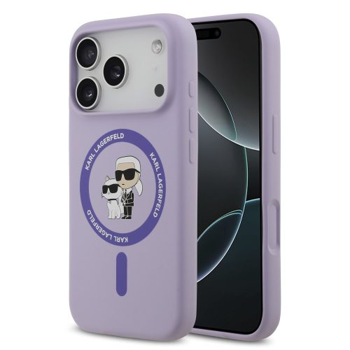 Θήκη Σιλικόνης Karl Lagerfeld Liquid Karl and Choupette με MagSafe για iPhone 17 Pro - Purple