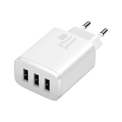Φορτιστής Baseus Compact Quick Charger με 3 Θύρες USB A 17W - White