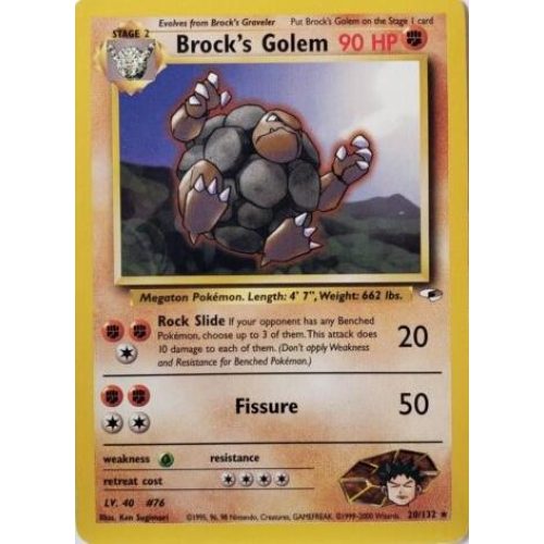 Brock”s Golem (Gym Heroes 20/132) (Rare) English - Excellent