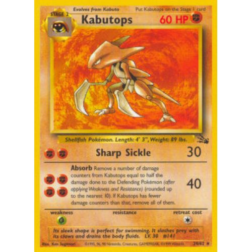 Kabutops (Fossil 24/62) (Rare) English - Excellent