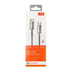 Καλώδιο Φόρτισης BUDIBUDI braided 1.2m Type-C σε Type-C - Light Gray