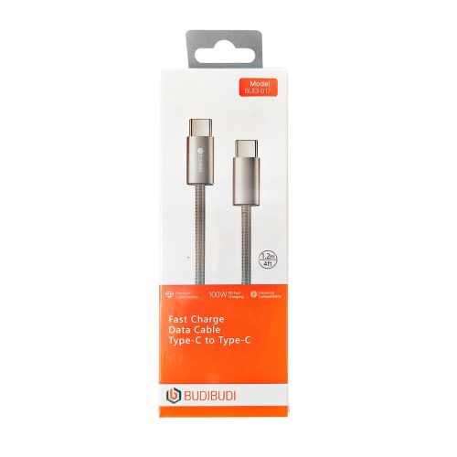 Καλώδιο Φόρτισης BUDIBUDI braided 1.2m Type-C σε Type-C - Light Gray