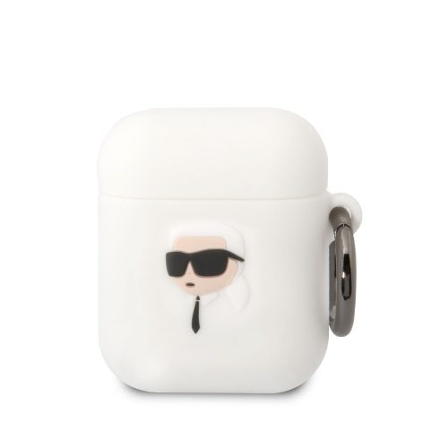 Θήκη Σιλικόνης Karl Lagerfeld 3D Logo NFT Karl Head Silicone για Apple AirPods 1/2 - White