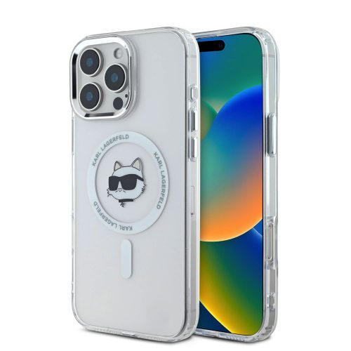 Θήκη Σιλικόνης Karl Lagerfeld με Magsafe IML Choupette Head Metal Frame για iPhone 16 Pro Max - Clear