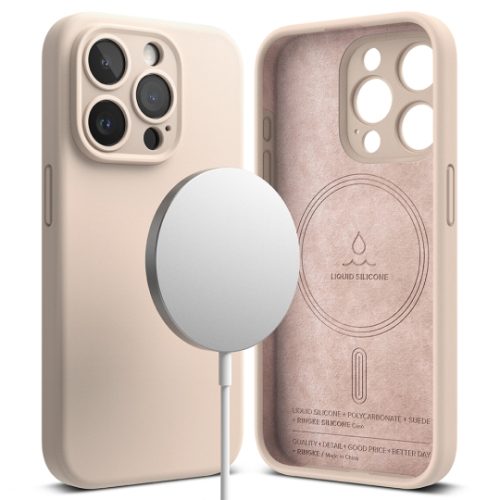Θήκη Σιλικόνης Ringke Silicone Magsafe για iPhone 15 Pro - Pink Sand