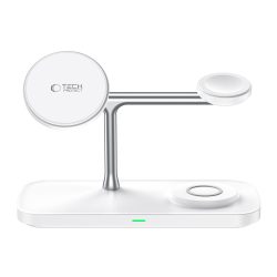 Tech Protect Ασύρματος Φορτιστής για Android & iPhone QI15W A45 3 σε 1 με MagSafe - White