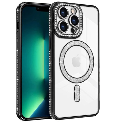 Θήκη Σιλικόνης Orso Bare Look Diamonds με Magsafe για iPhone 13 Pro Max-Black