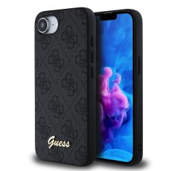Θήκη Δερματίνης Guess 4G Case με MagSafe για iPhone 16e - Black