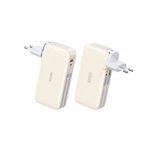 Power Bank/Charger Wekome WP-46 10000mAh 22.5W με 1 Θύρες USB-A και 1 Θύρα USB-C & Ενσωματομένα Καλώδια - Beige