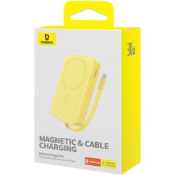Baseus Magnetic Mini MagSafe Power Bank 10000mAh 30W με Θύρα USB-C Power Delivery / Quick Charge 3.0 - Yellow