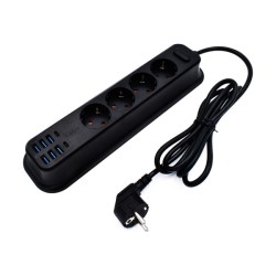 Πολύπριζο Moxom MX-ST05 4 Θέσεων και 6 USB, 2m - Black 
